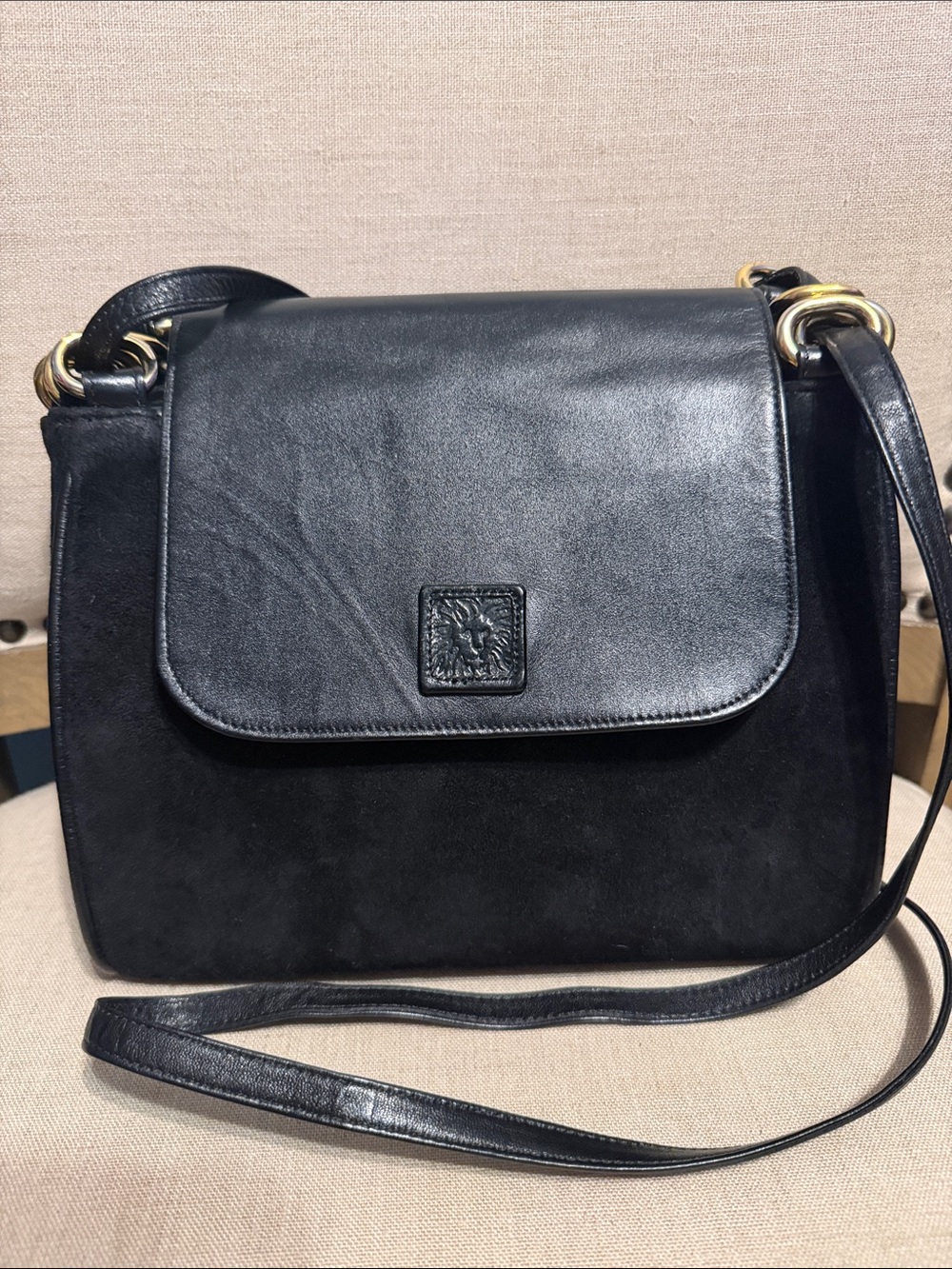 Vintage Anne Klein (for Calderon) Suede Cinching Shoulder Bag